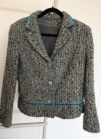 Vintage bouclé/tweed blazer jacket – turquoise details