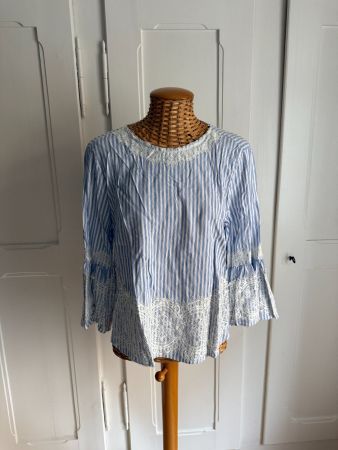 ZARA - Tunikabluse hellblau-weiss gestreift L