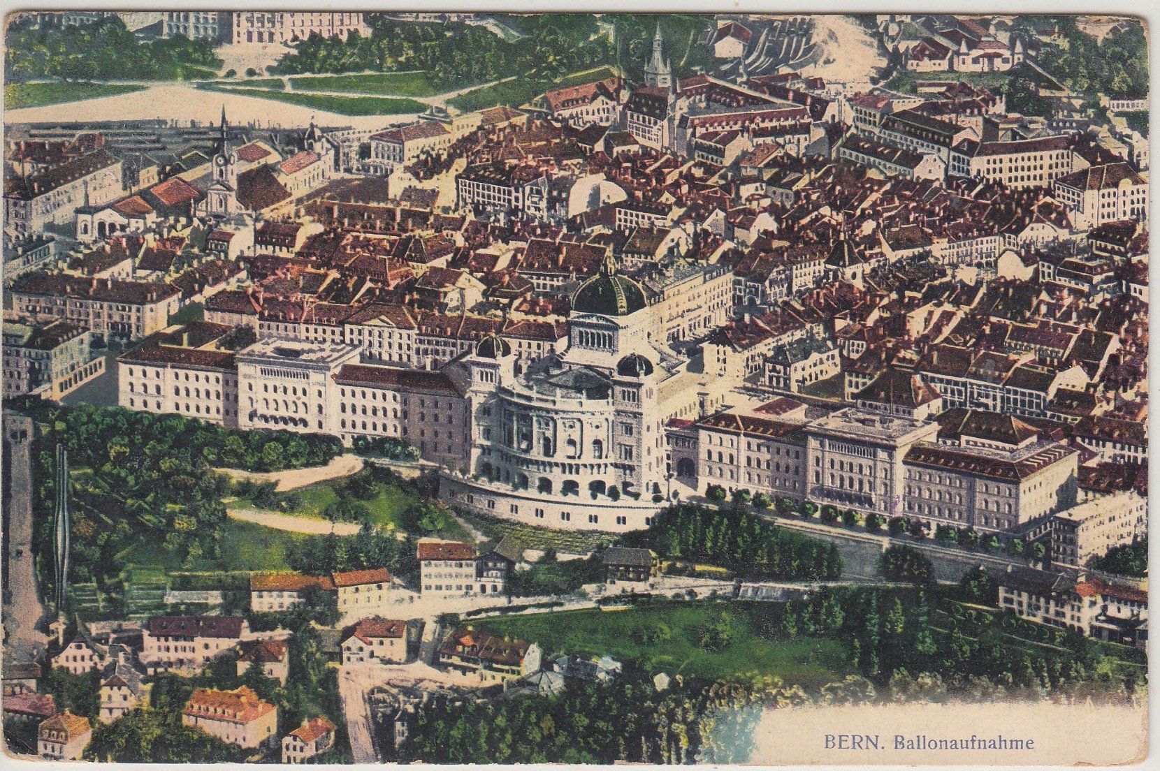 Cartoline postali: AK Bern Ballonaufnahme BE 1910 – Usato da Herrliberg venduto da Lfrifda