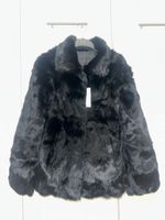 Schwarze Echtfell Jacke, warmer Winter Begleiter, M
