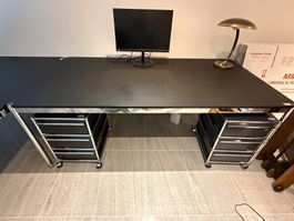 USM Haller Schreibtisch matt schwarz Fenix 200x100