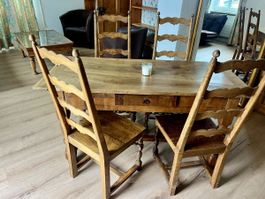 Table et chaises en bois massif rustique occasion