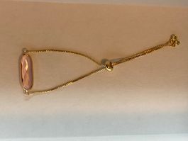 Bracelet doré cabochon de verre rose