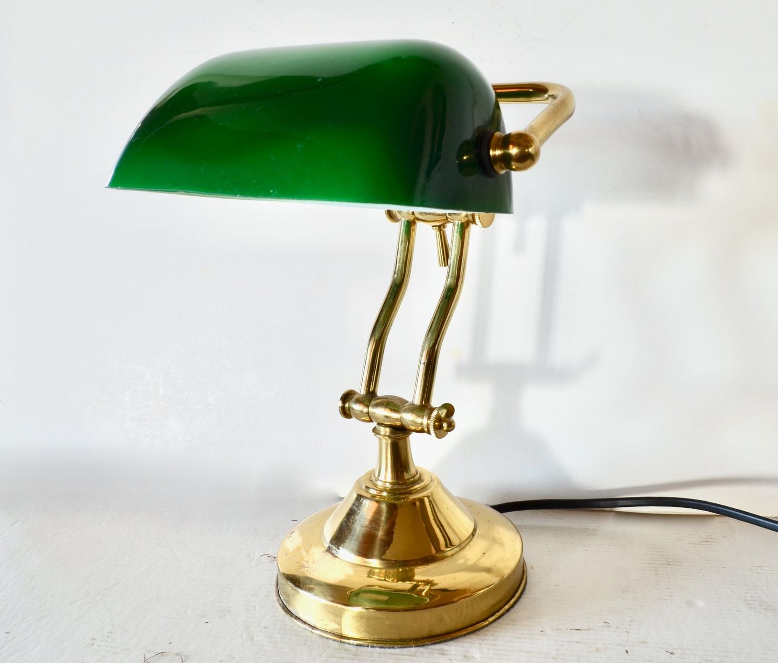 Lampade: Banker-Messinglampe – Vintage-Modell. – Usato da Meilen venduto da glenbeigh