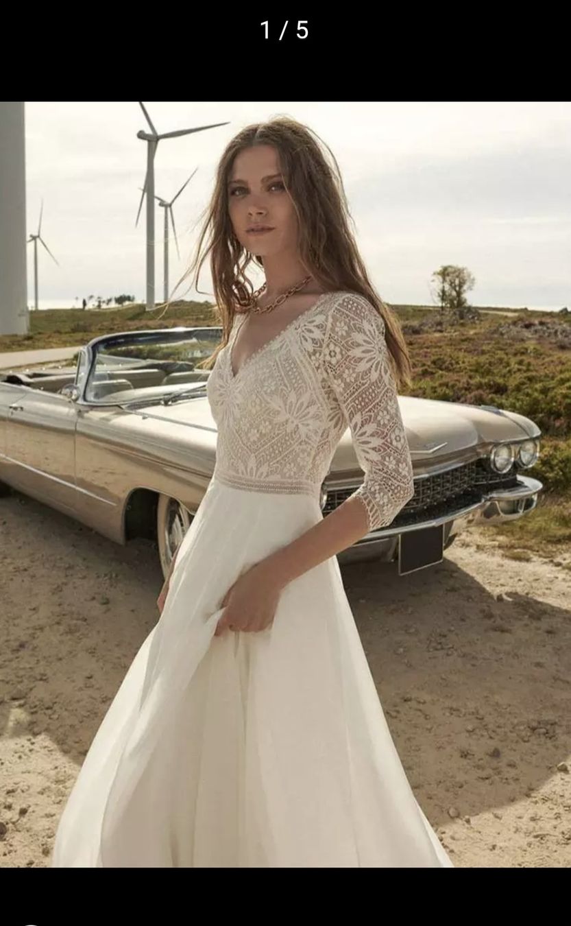 Vestiti: Hochzeitskleid Spitze Boho Langarm Weiss Grösse 44  – Nuovo e nell'imballaggio originale da Allschwil venduto da isalutza 2