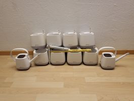 Lechuza Pflanzgefässe mit Giesskannen 10er Set weiss