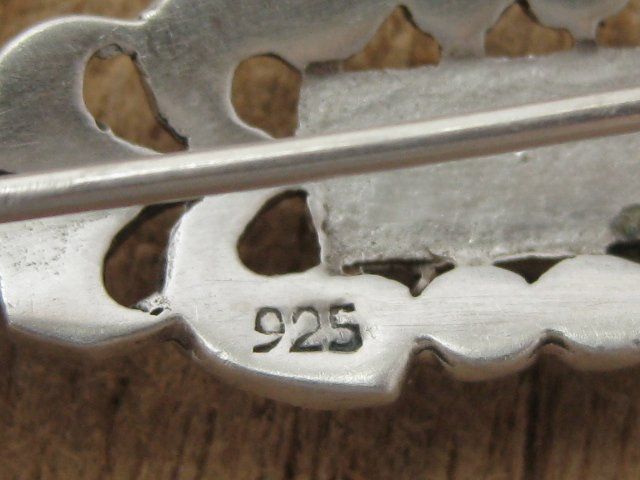 Spille & Fermagli: Vintage Brosche Silber 925 Onyx Markasiten – Usato da Ermatingen venduto da Decovin 4