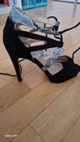 Sandalen aus Italien, schwarze Frau Python Größe 37