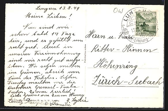 Ansichtskarten: AK Lungern, Panorama mit Lungernsee – Gebraucht aus Berlin von bartko-reher 1
