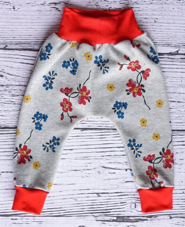 Fleece Pumphose mit Blumen 74/80 - NEU