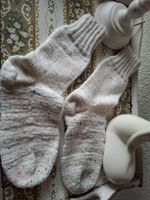 Handmade strick Socken Creme Tweed unisex gr 38 herbst 54