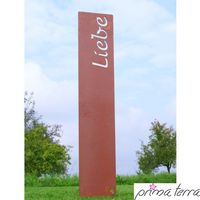 Gartenstele aus Edelrost | Motiv Liebe | 20x120 cm