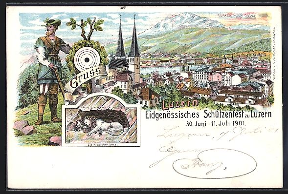 Cartes postales: Litho Luzern, Eidgenössisches Schützen – D'occasion à Berlin par bartko-reher