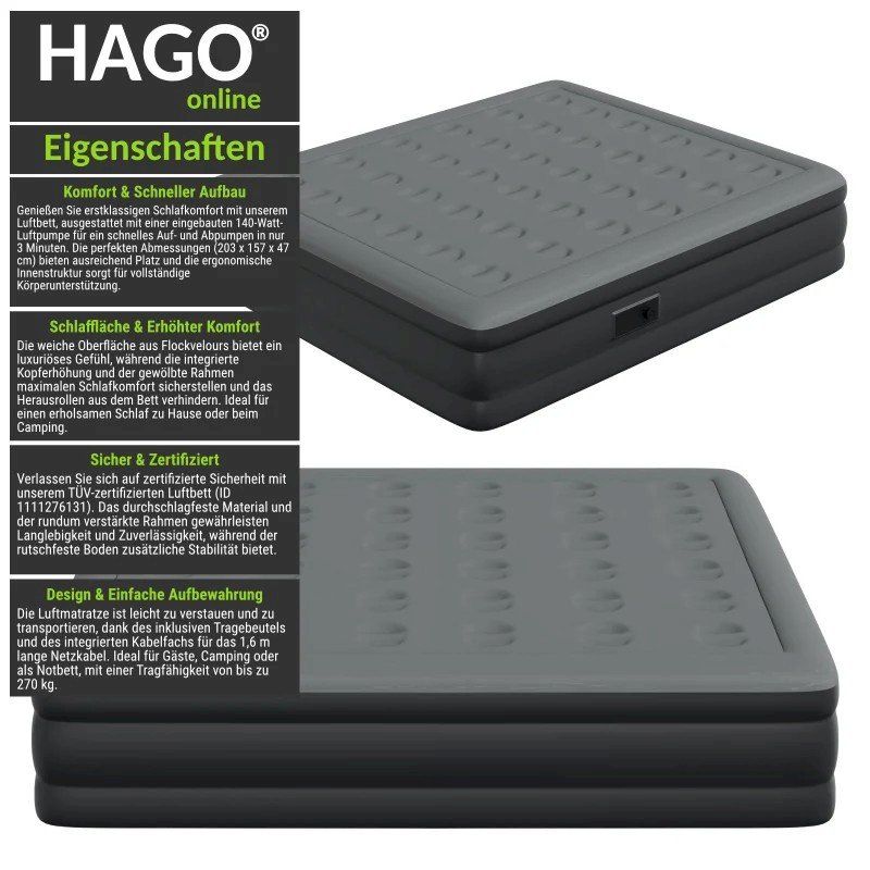 Tappetini fitness: HAGO Premium Luftbett 200x160cm – Nuovo e nell'imballaggio originale da Bottighofen venduto da zaap 1