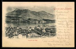 AK Luzern, Luzern und Rigi aus der Vogelschau