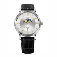 🇨🇭 Herrenuhr ®JOWISSA Mondphase Grau Schwarz Leder NEU
