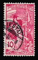 1x CH 1900 78A UPU 10 Rp. anilinrosa gestempelt