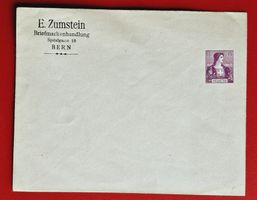 GANZSACHE PRIVAT E ZUMSTEIN BERN HELVETIA BRUSTBILD 106 1907