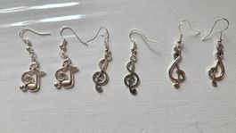 Silberfarbige Musik-Ohrhänger Ohrringe - Set Neu🎼🎵🎶
