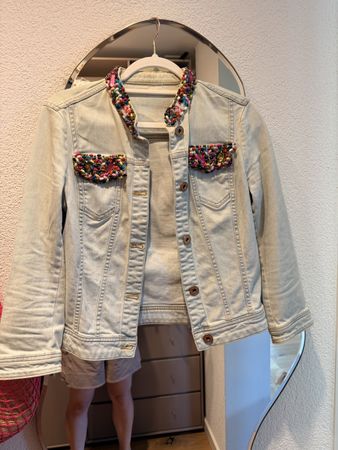 Trussardi beaded denim jacket for summer, size 42