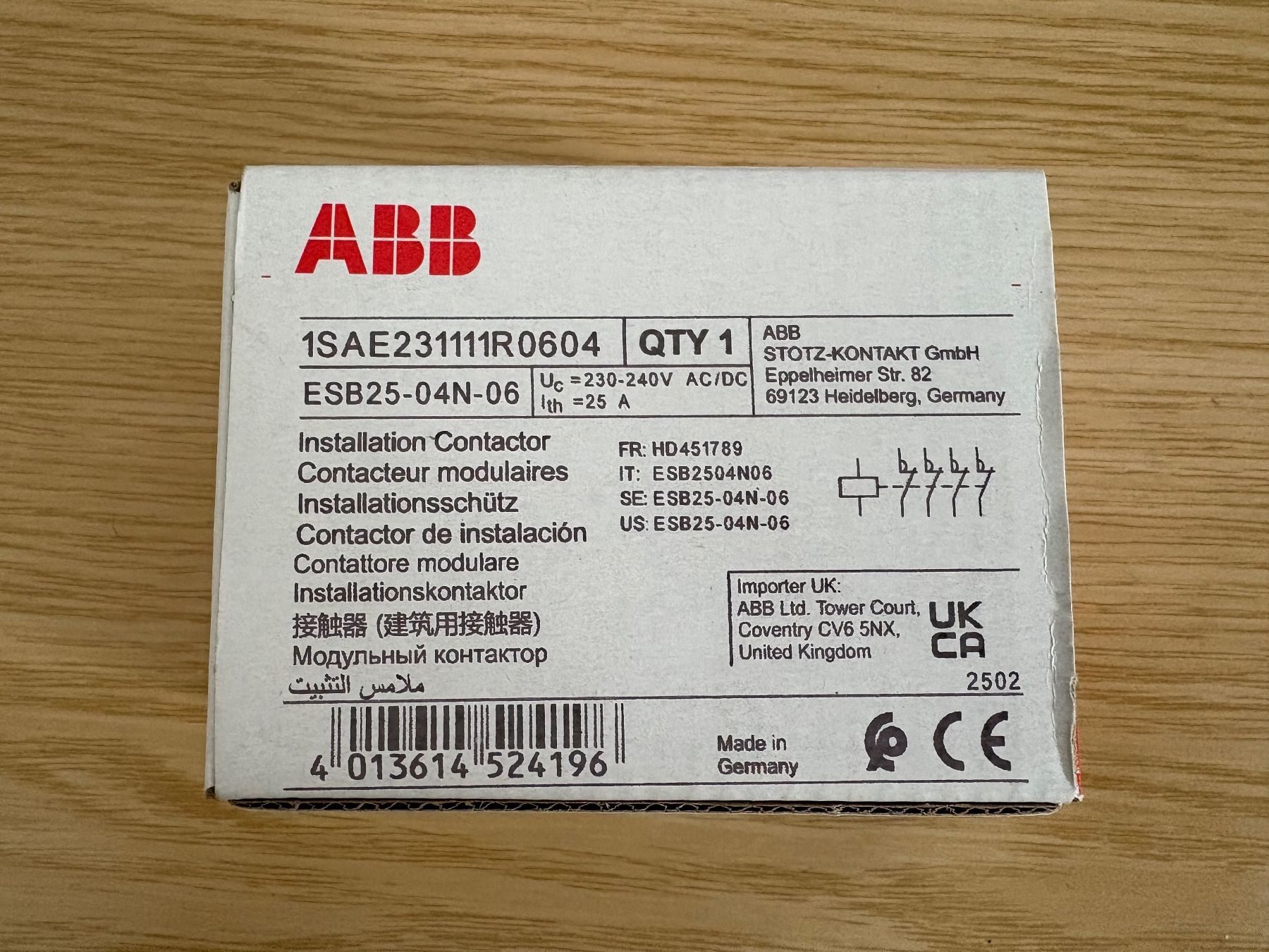 ABB Componenti elettronici: ABB Installationsschütz – Nuovo e nell'imballaggio originale da Kreuzlingen venduto da Longdani