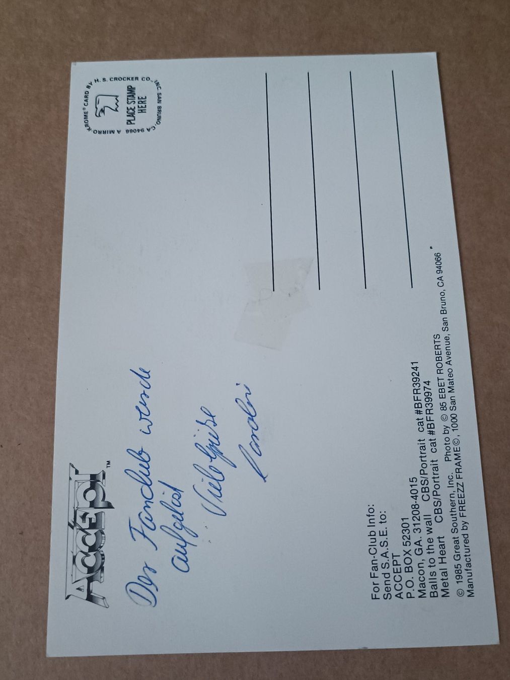 Autographes: ACCEPT 1985 - handsigniert – D'occasion à Menziken par Artographs 1