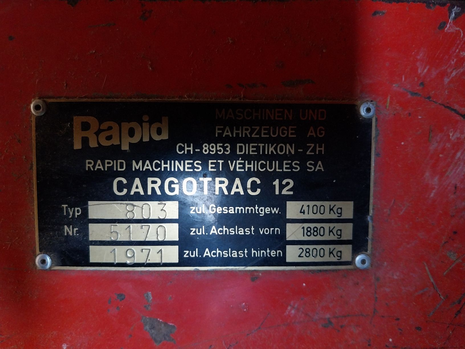 Rapid Tracteurs: Rapid Cargotrac 12 – Défectueux à Galgenen par mar_8s7m 2