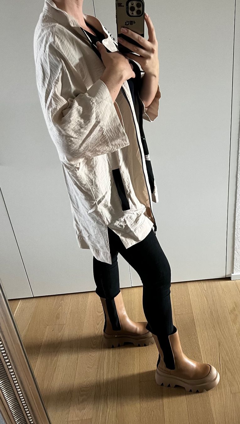 Jacken: Cardigan Jacke Übergangsjacke one size beige muster – Gebraucht aus Staad SG von Chirrari