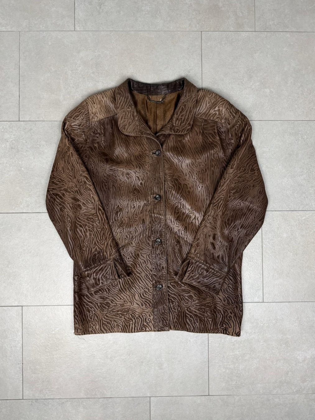 Giacche: Animal Textured Brown Leather Jacket – Usato da Biel/Bienne venduto da sami0788480082