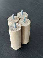 Lot de 4 pieds de sommier cylindriques hêtre massif 15 cm M8