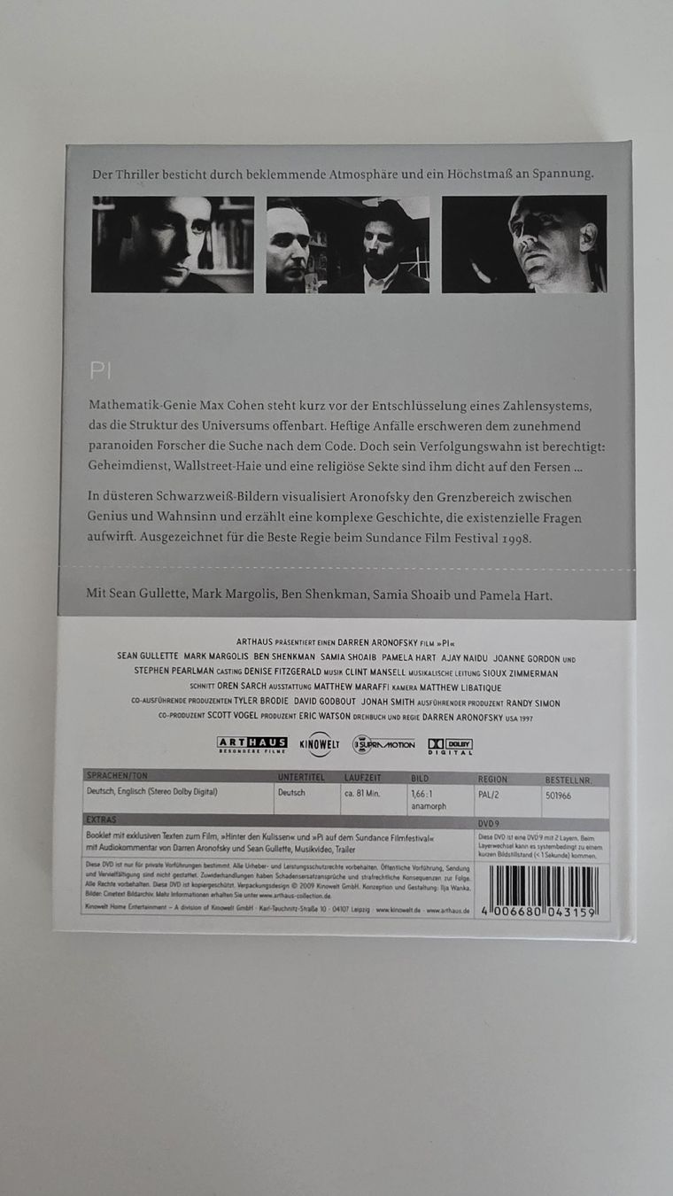 Alle DVDs: DVD Arthaus Collection Pi Darren Aronofsky – Gebraucht aus Zürich von TimZurich1 1
