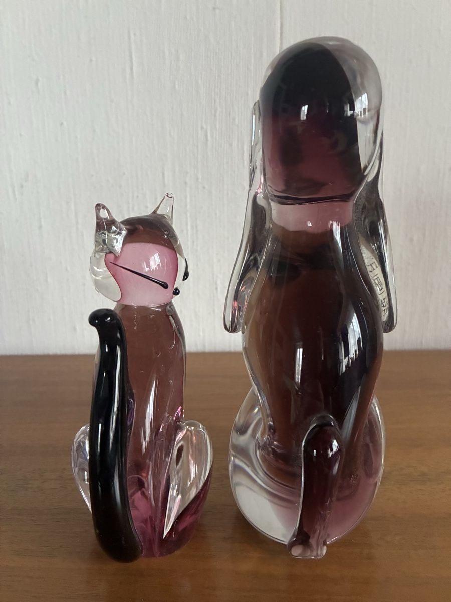Murano Statuette: Murano Hund und Katze Vintage Design Glas Objekte – Usato da schönenwerd venduto da quartier9 8