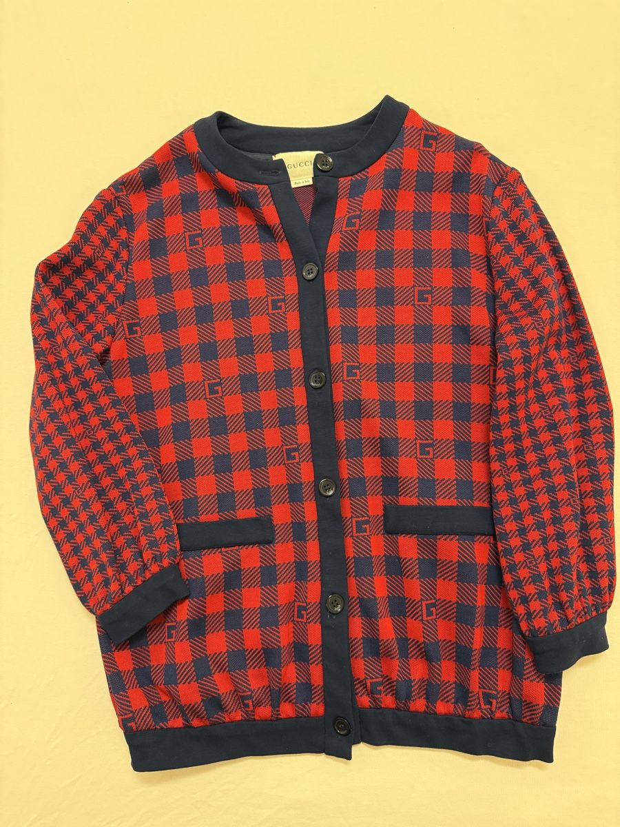 Giacche: Gucci Cardigan - Red & Navy Check Pattern - Size 10! – Nuovo (secondo la descrizione) da Meilen venduto da babanova