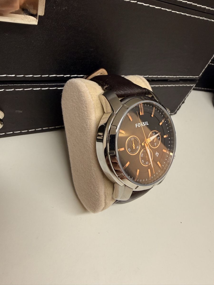 Fossil Ersatzarmband 24 Mm Aus Leder, Schwarz – Originalersatzteil Mit Dornschließe Für Fossil Uhren