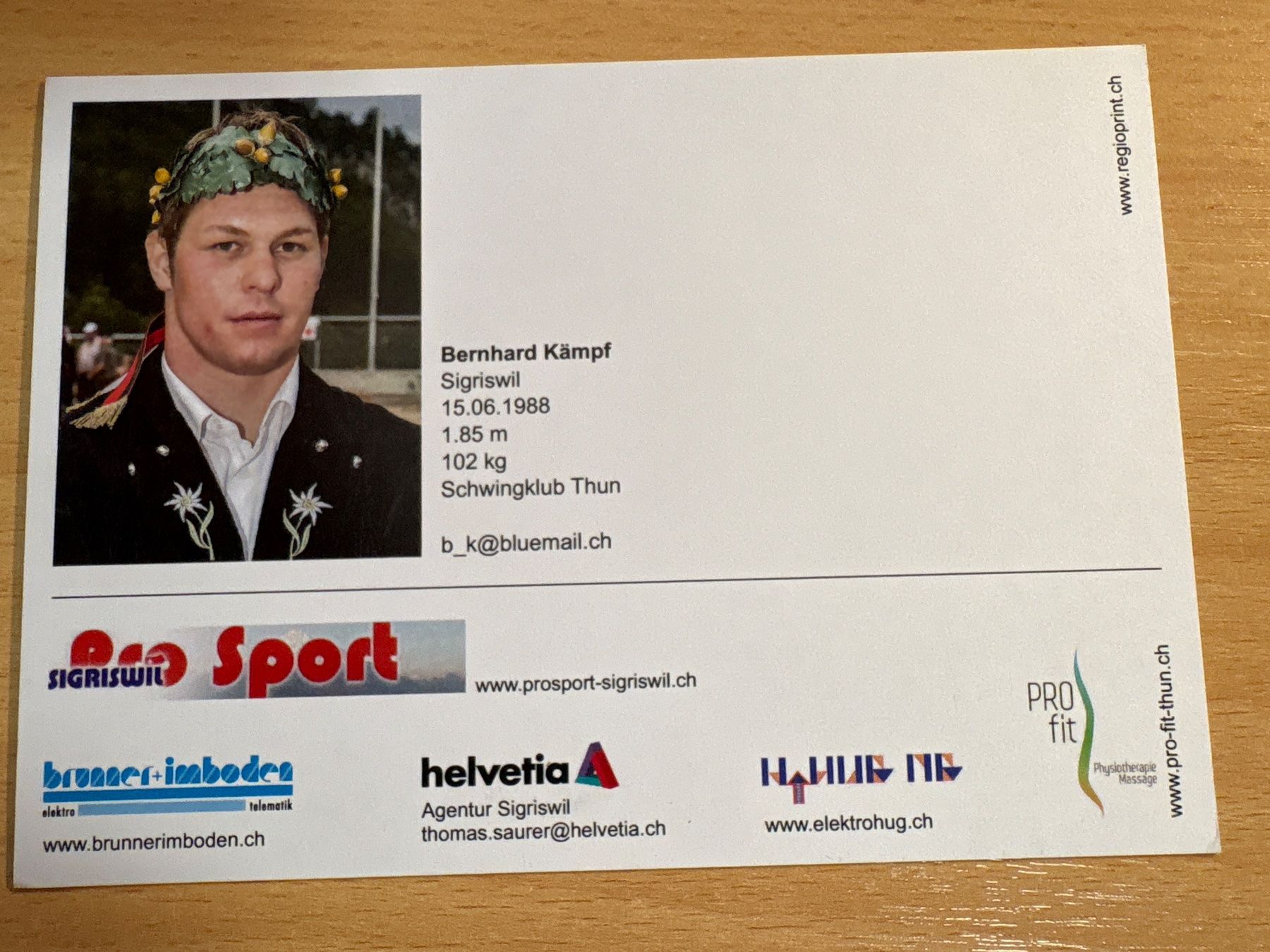 Autografi: Bernhard Kämpf - Autogrammkarte Schwingsport – Usato da Ibach venduto da lisch3 3