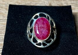 natürlicher Rubin - 925 Silber Ring orientalisch