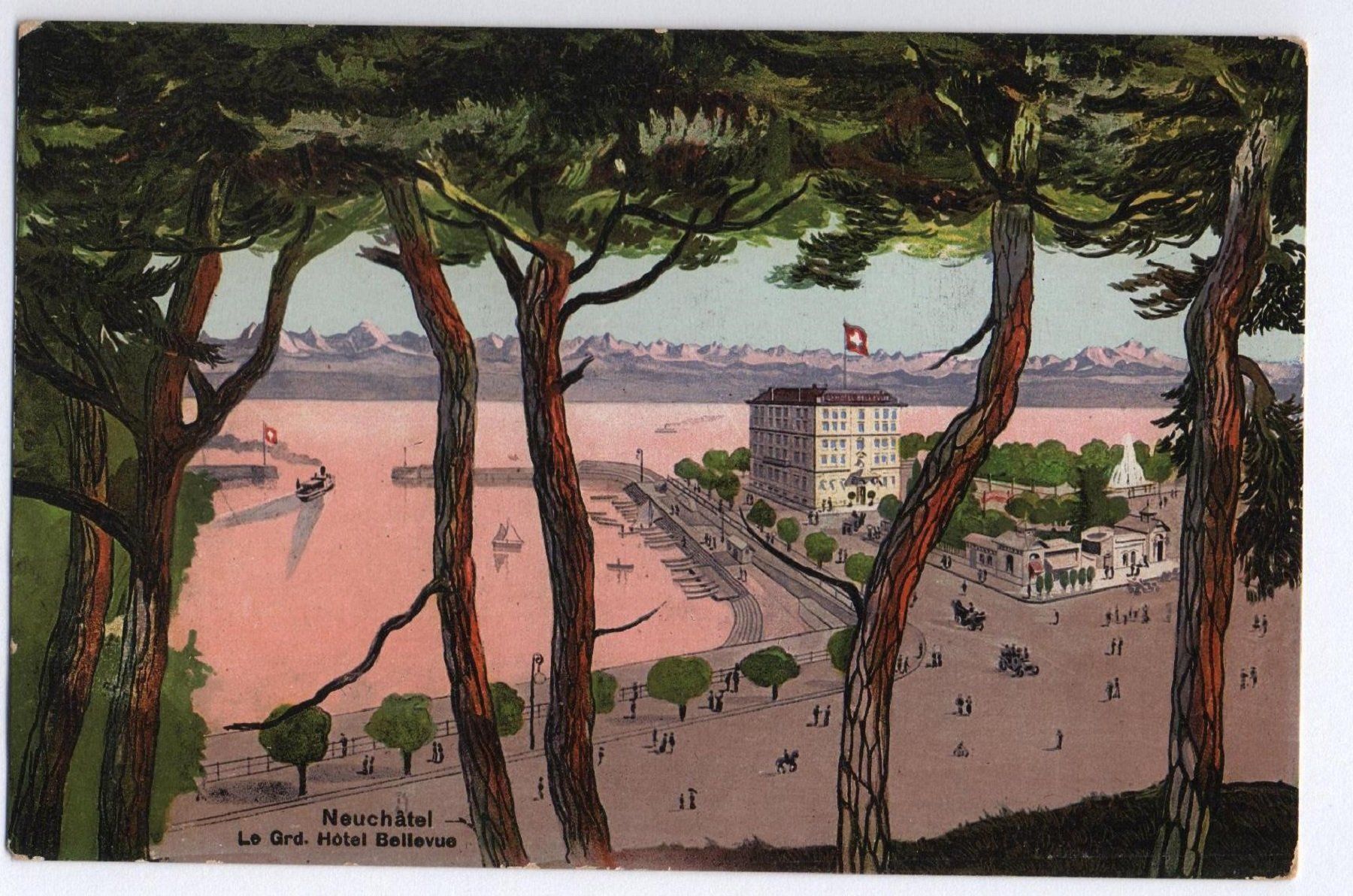 Cartoline postali: NEUCHÂTEL Le Grd. Hôtel Bellevue – Nuovo (secondo la descrizione) da Jona venduto da philajona