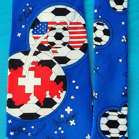 Krawatte WM 1994 USA Schweiz Nati Fussball Autogramm Vintage