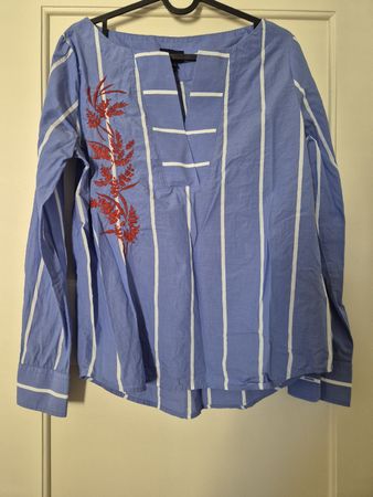 Damen Bluse Gant gestreift mit Stickerei blau Grösse 36