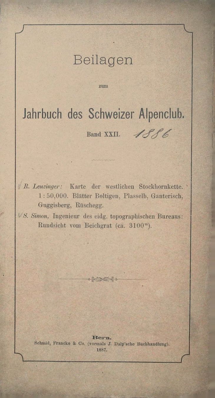 Cartes géographiques & atlas: Beilagen SAC Nr.22 1887 – D'occasion à Rafz par Helvet32