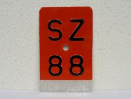 SZ 88 VELONUMMER - FAHRRADSCHILD