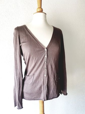 HEMISPHERE STRICKJACKE 36 PASTELL BRAUN CASHMERE SEIDE TOP