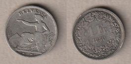 1 Franken 1850 sitzende Helvetia