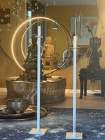 2 Floor Candle Holders Aluminum Tall Modern Design Set