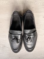 ZARA Herren Penny Loafer Anzugschuhe Leder schwarz G. 42