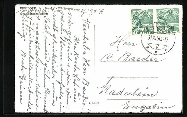 Cartoline postali: Freidorf b. Basel, Genossenschaftshaus – Usato da Berlin venduto da bartko-reher 1