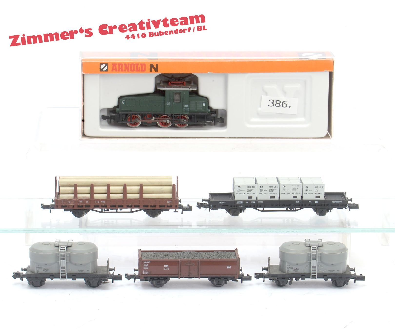 Arnold Modellini di ferrovie: Arnold SDB Rangierlokk E63 + 5 passende Wagen, Sp N – Usato da Bubendorf venduto da zimmers_creativteam