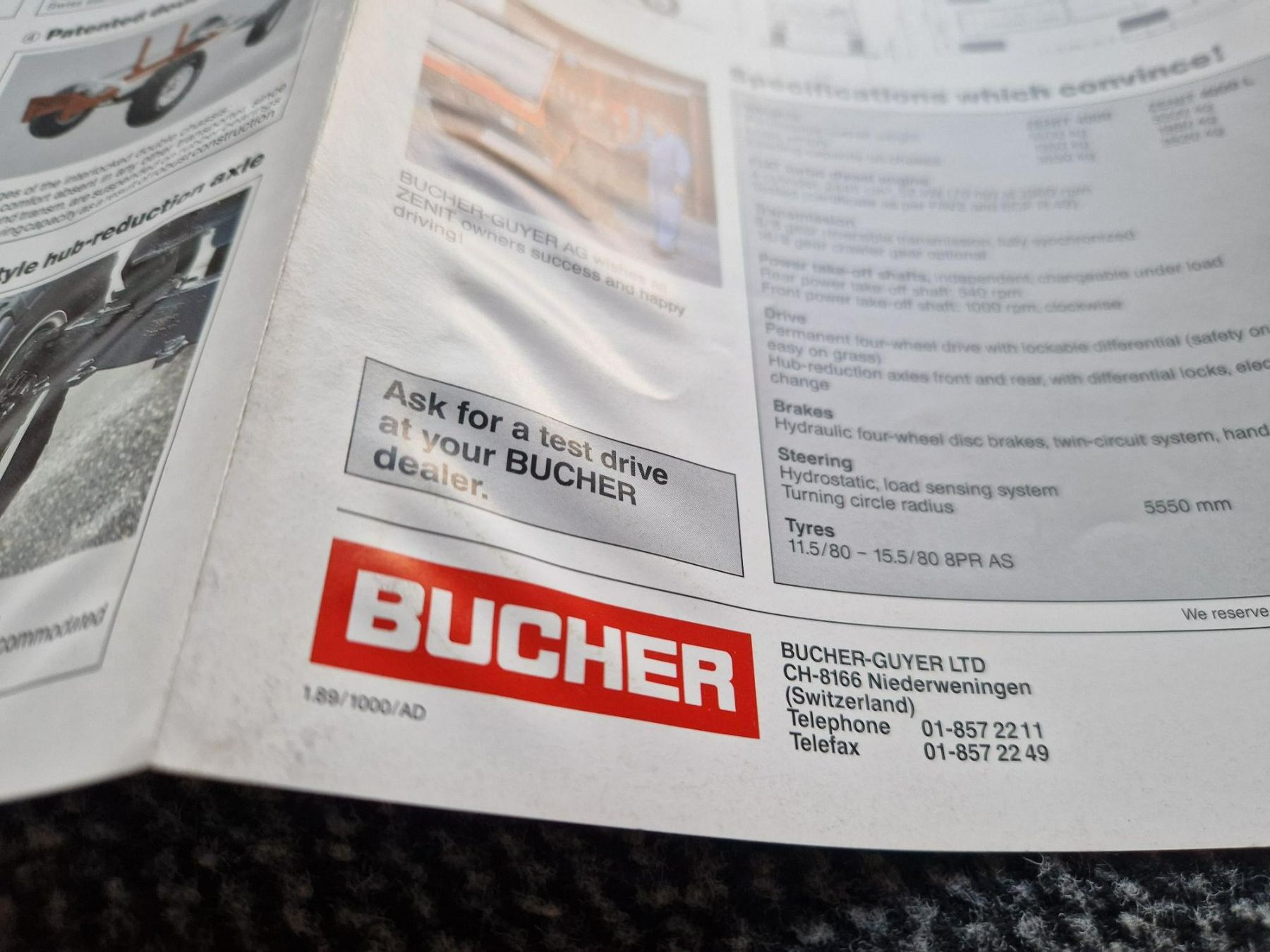 Bucher Traktoren: Original Prospekt Bucher Transporter Zenit 4000 Englisch – Gebraucht aus Dürnten von Bachtel84 3