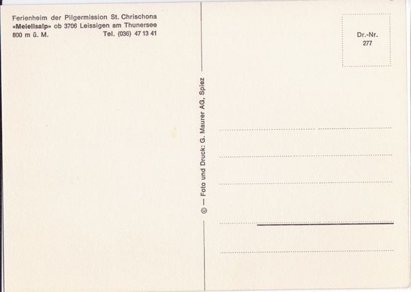 Ansichtskarten: Leissigen, Ferienheim Meielisalp um 1970 – Gebraucht aus Frauenfeld von POML 1