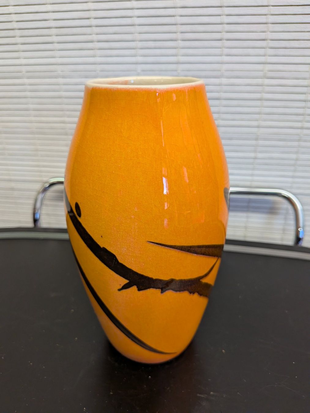 Vasen & Gefässe: Orange Mid Century Keramik Vase – Gebraucht aus Emmen von Brockofsky